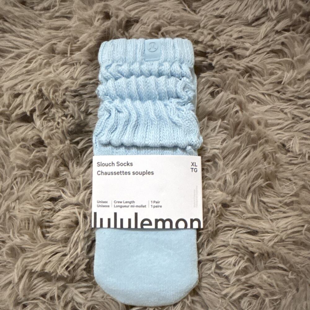 lululemon Women’s Slouch Crew Socks XL Blue Solid Knit Cotton Blend 1 Pair